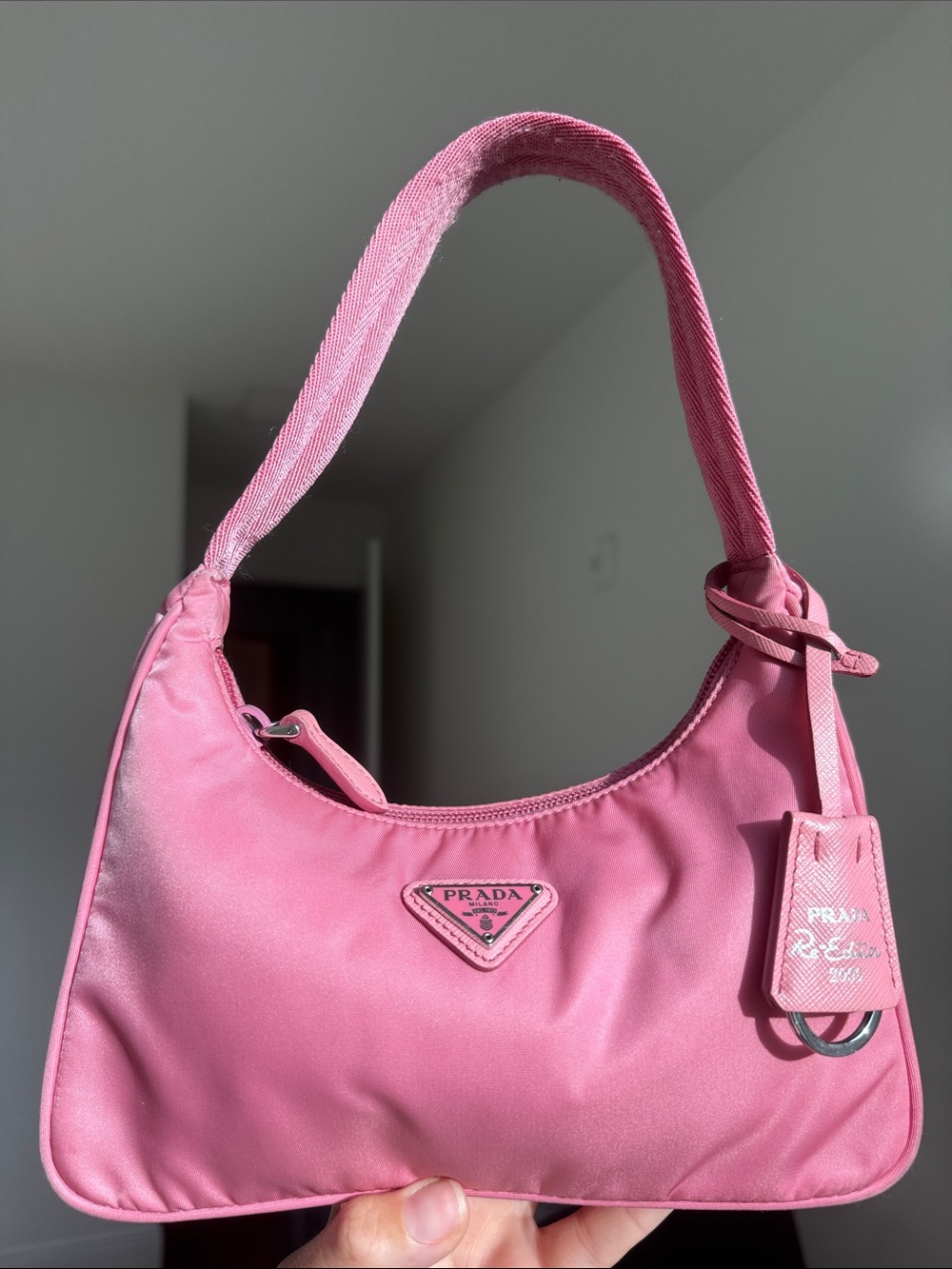 Authentic Prada Re-Edition 2000 Pink Nylon Shoulder Bag